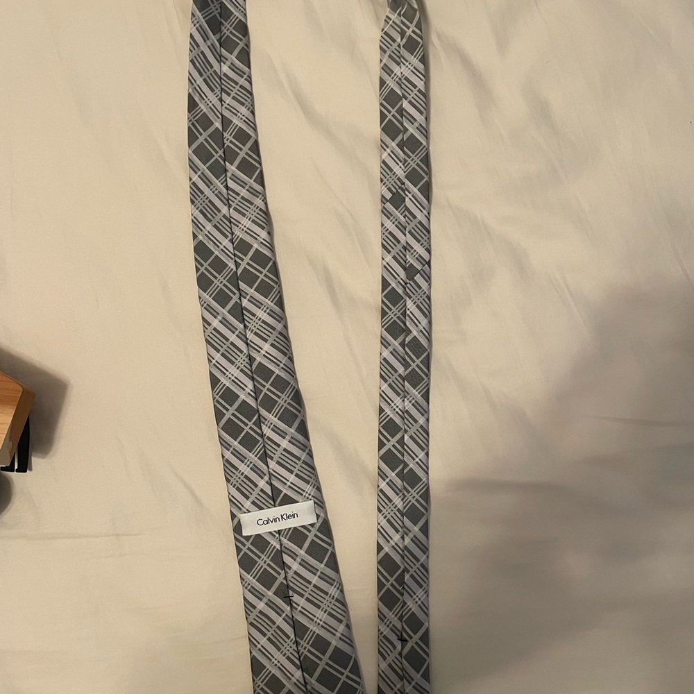 Calvin Klein Charcoal Checkered Tie